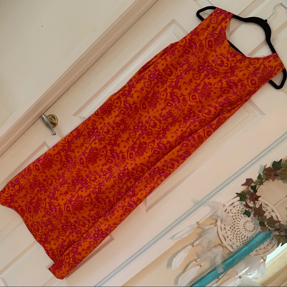 Vibrant Orange and Pink Maxi Dress